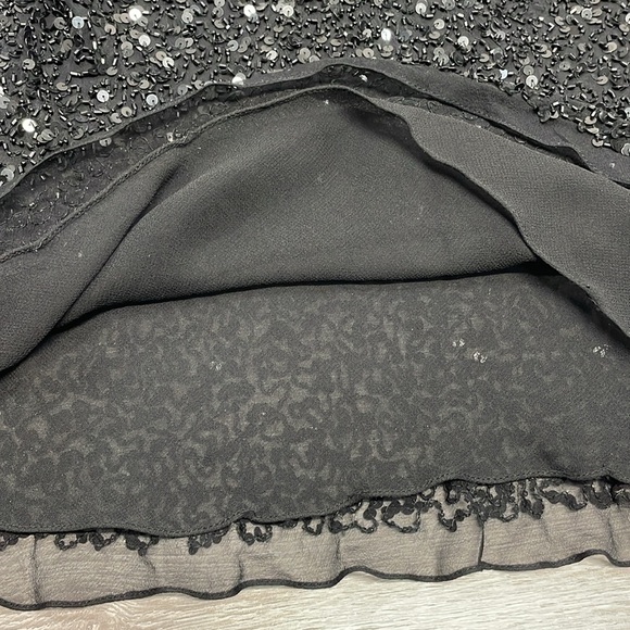 NWT Adrianna Papell Silk V-neck Sequin Flutter Sleeve Evening Dazzling Winds L - Picture 9 of 14